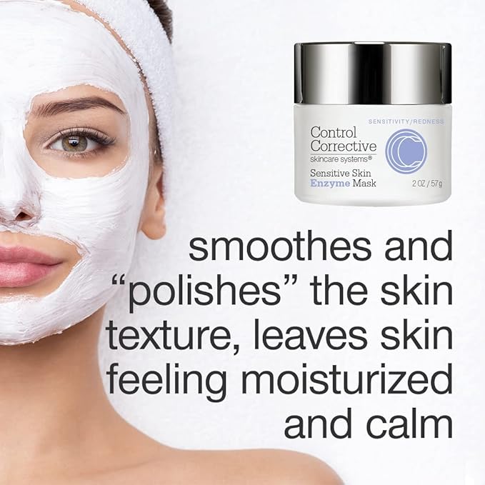 CONTROL CORRECTIVE Sensitive Skin Enzyme Mask, 2 Oz - Increases Hydration And Renews Skin Texture, Papaya Enzyme Based, Creamy Clay Mask Lightly Exfoliates Softens, Calms & Hydrates At The Same Time