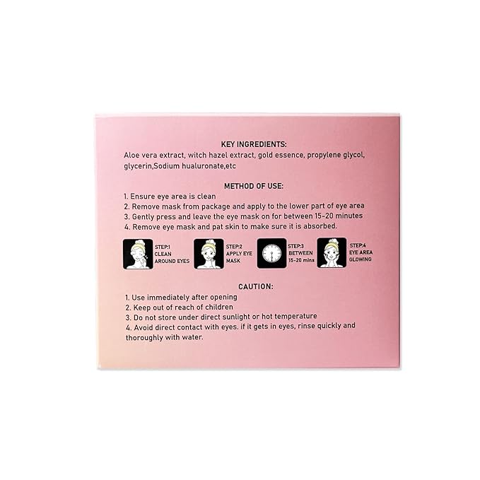 MS Under Eye Mask, Hydrogel Eyepatch, Eyepad Crystal 24K Gold, Skincare Collagen Korean Eye Mask, Puffy Eyes, Wrinkles Gel Under Eye Patches, Vegan Self Care, Eyemask For Reduce Dark Circles,