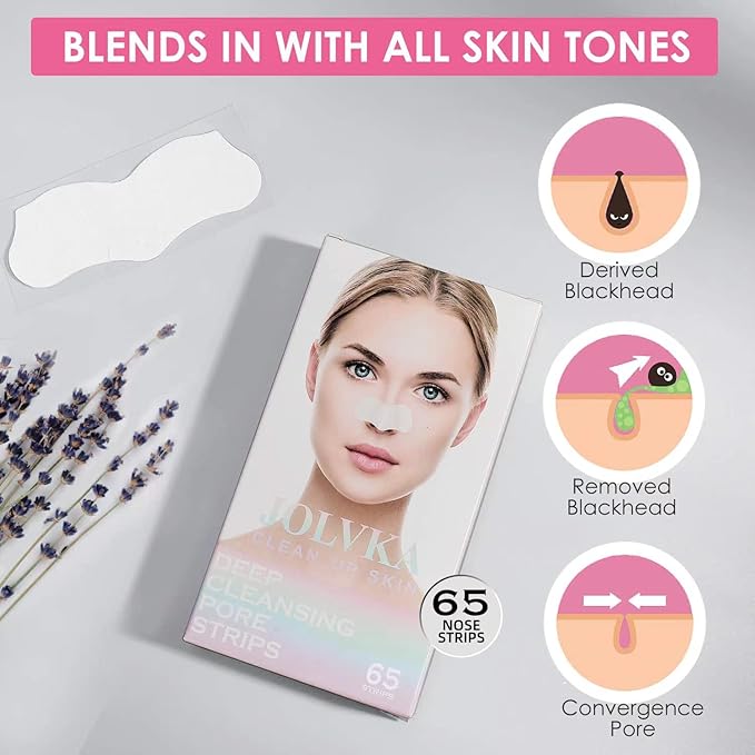 Blackhead Remover Pore Strips for Nose - 65 Strips - Charcoal Blackheads Removal - Blackhead Strip - Pore Cleaner