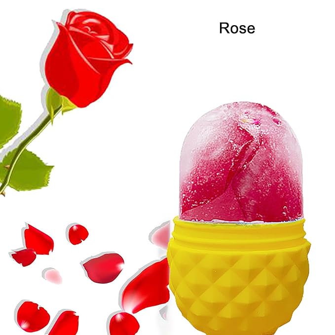 Face Ice Roller, Portable Silicone Mold Ice Roller Face Massage Ice Grid Beauty Instrument Silicone Ice Face Contour Roller for Face, Anti-wrinkle Massage Function, Pineapple Yellow