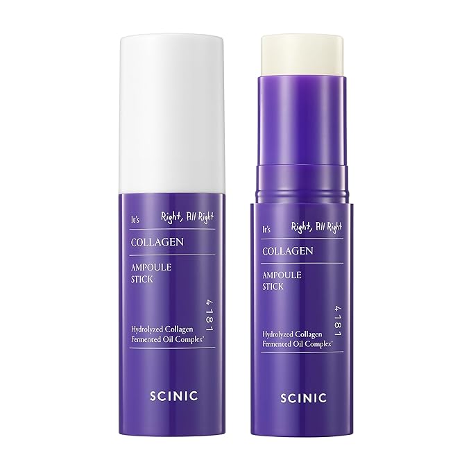 [Set of 2] SCINIC Collagen Ampoule Stick – 0.35 fl.oz Each, Anti-Aging & Hydrating Multi-Balm with Low-Molecular Collagen & Fermented Oil for Firm, Radiant Skin | Korean Skincare