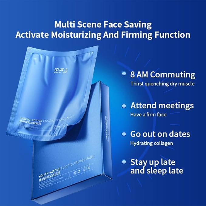 Hydrating Hyaluronic Acid Face Mask, Anti-Aging & Firming Collagen Sheet Mask, Deep Moisture & Skin Elasticity Boost, Suitable for All Skin Types, 28ml*5ea.