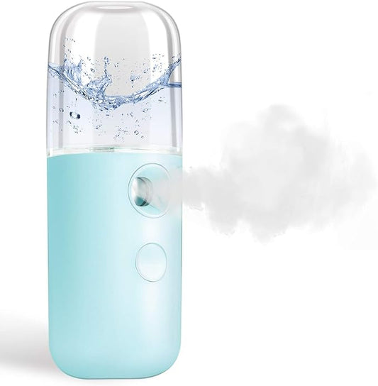 GIVERARE Nano Facial Steamer, Handy Mini Mister, USB Rechargeable Mist Sprayer, 30ml Visual Water Tank Moisturizing&Hydrating for Face, Daily Makeup, Skin Care, Eyelash Extensions-Blue