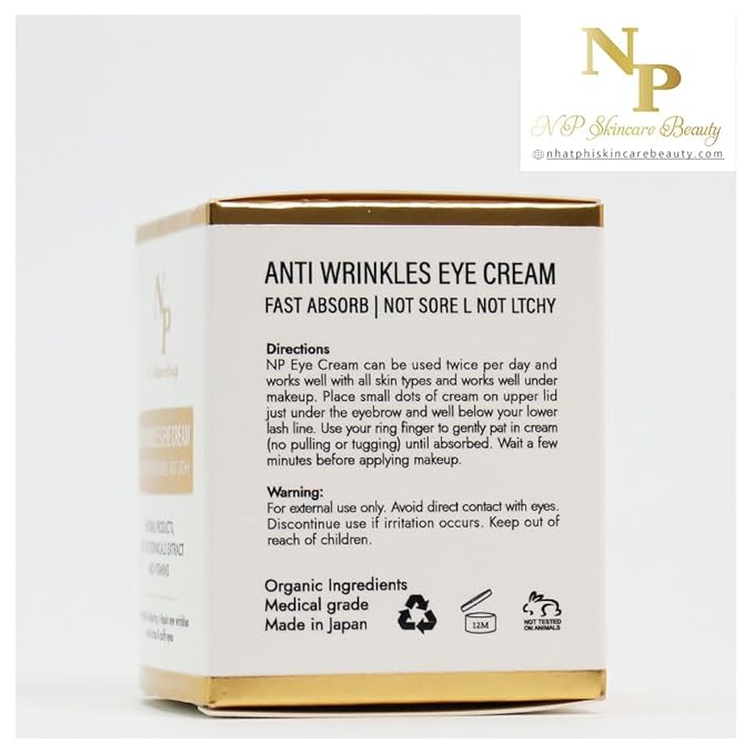 Anti-Wrinkles Eye Cream - Fast Absorbing, Natural Ingredients for Dark Circles, Puffy Eyes, and Wrinkle Reduction, 30 grams