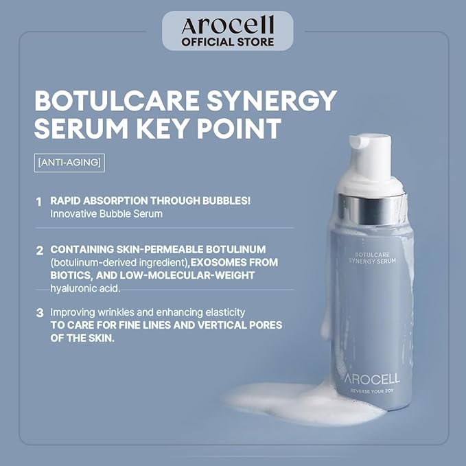 AROCELL Botulcare Synergy Bubble Serum Fast Absorption 70 ml/2.37 Fl Oz Elasticity Pore Minimizing Wrinkle Care Treatment Anti-Aging Facial Skin Korean Skincare