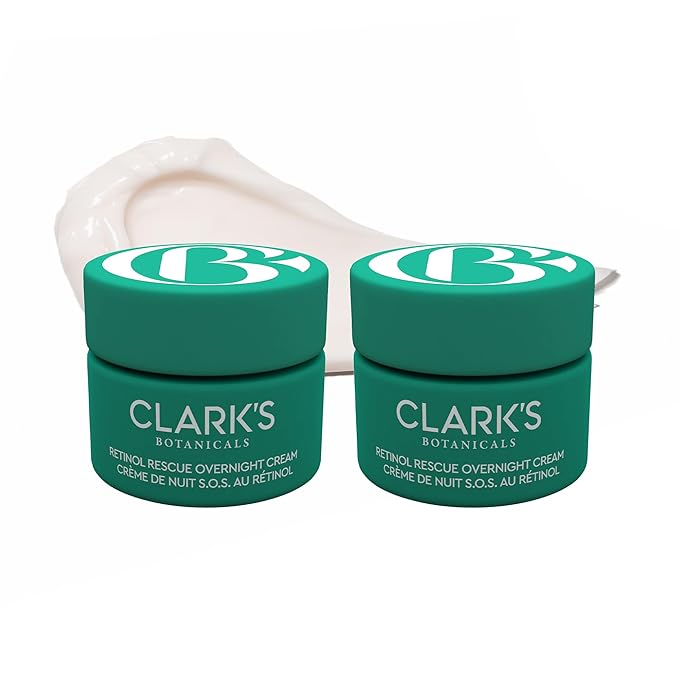 Clark's Botanicals Retinol Rescue Overnight Cream: Hyaluronic Acid & Patented Vitamin C, All Skin Types, Patented Time-Release Retinol, 60ml | 2oz (Pack of 2)