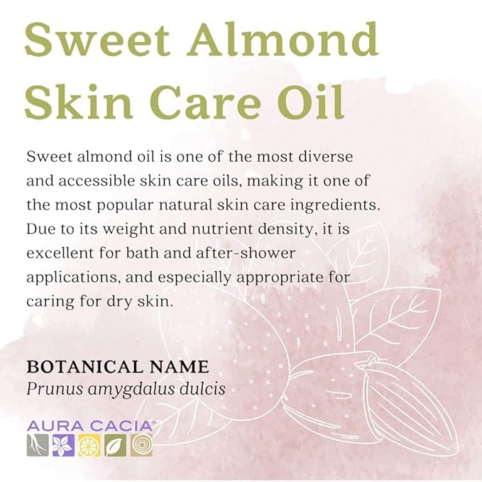 Aura Cacia Organic Skin Care Oil, Nurturing Sweet Almond, 4 Fluid Ounce