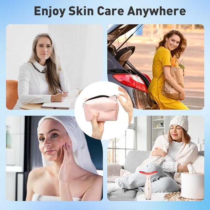 7 Color Facial Massager, 3 Modes Face Sculpting Tool, Vibrating Neck Face Massager with Thermals (Nude)