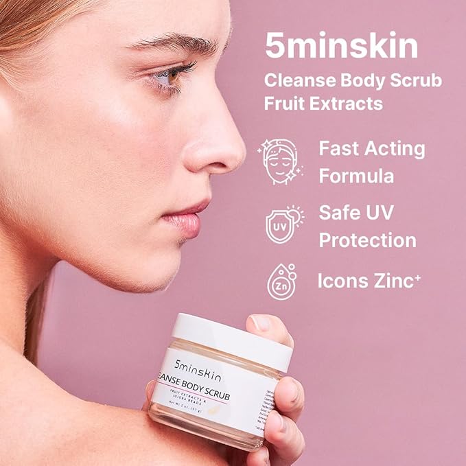 5minskin Body Scrub with Fruit Extracts and Jojoba Beads | Nourishes Bath | Smoothing Body Scrub | Hydrating and Exfoliating | Essential Care