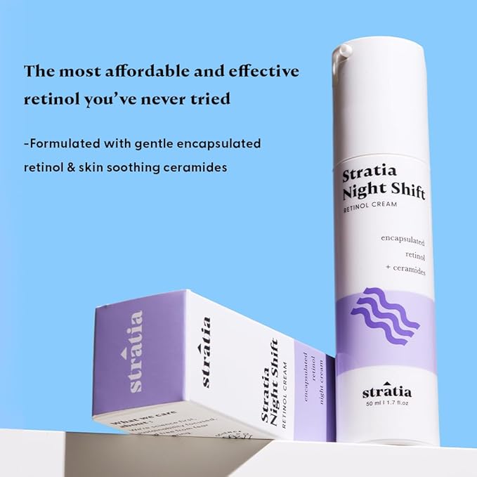 Stratia Night Shift Retinol Cream – Age-Defying Face Moisturizer for Smooth, Radiant Skin, Hydrating & Gentle Lotion for All Skin Types, 1.7 Fl Oz