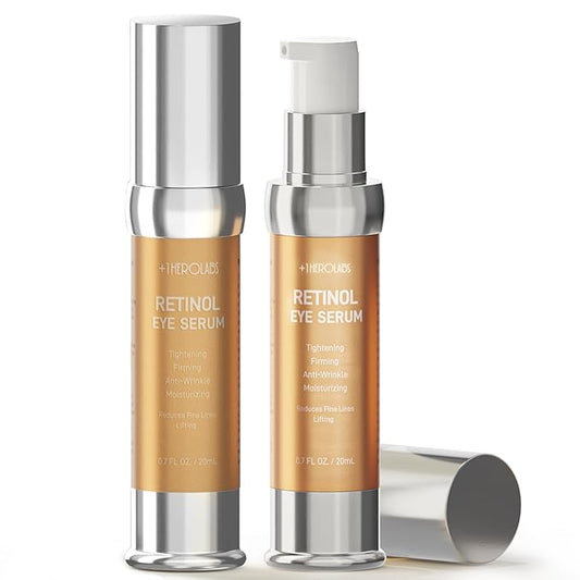 Retinol Eye Cream for Anti-Aging & Wrinkles - Firming & Repair Under Eye Serum with Retinol, Niacinamide, Hyaluronic Acid, Vitamin E & Bifida Ferment Lysate, 0.7 Fl Oz (Pack of 2)