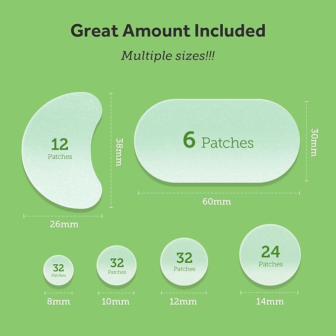 Pimple Patches (6 Sizes 138 Patches), Acne Patches for Large Zit Breakouts, Hydrocolloid Bandages for Face, Chin, Nose, Forehead, Body, Back, Neck & Chest, Oval Hydrocolloid Acne Patches