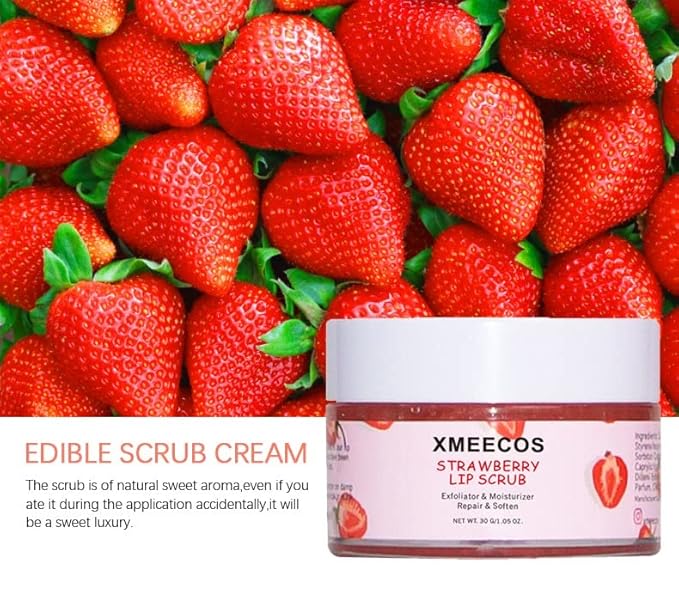 Strawberry Lip Scrub Exfoliating Moisturizing and Repairing and Lips Softening| Cruelty-free| Exfoliator