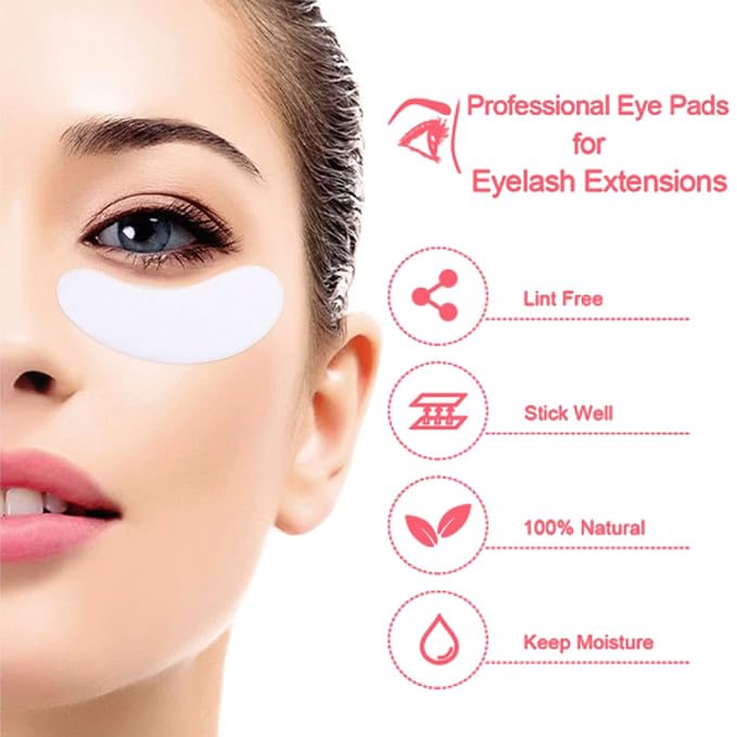 VEYES INC 50 Pairs Pink Hydrogel Eye Patch Eyelash Extension Natural Lint Free Under Eye Gel Pads Lash Extension Supplies & Beauty Tools