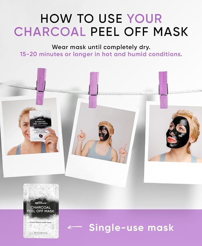 Activated Charcoal Face Masks Skincare - Korean Skin Care Products - Charcoal Face Mask Peel Off Skin Care - Gently Cleansing Charcoal Face Mask for Men & Women Face Care