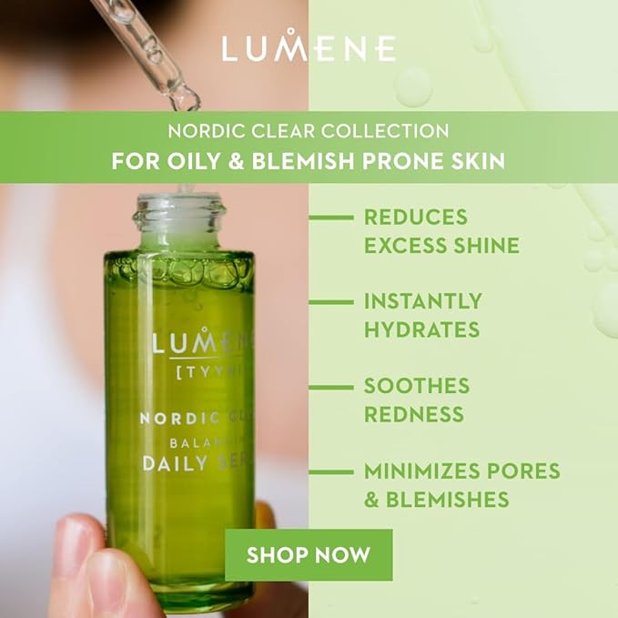 Lumene Nordic Clear [Tyyni] Balancing Daily Serum - Hydrating Niacinamide Serum for Oily, Combination & Acne-Prone Skin - Helps to Reduce the Appearance of Pores and Redness (1 fl oz)