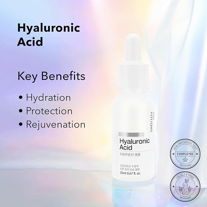 The Potions Hyaluronic Acid Ampoule for Face l Hydrating Moisturizer l Korean Skincare, Cruelty-free, Hypoallergenic - 50ml