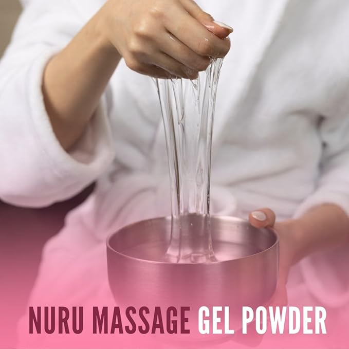 Japanese Nuru Massage Gel Powder 50g - Sakura Edition | Resealable Sachet | Aloe Vera, Seaweed, Liquorice, & Green Tea | Made in Japan | Odorless, Tasteless, Stain-Free | Makes Up to 1.32 Gal of Gel