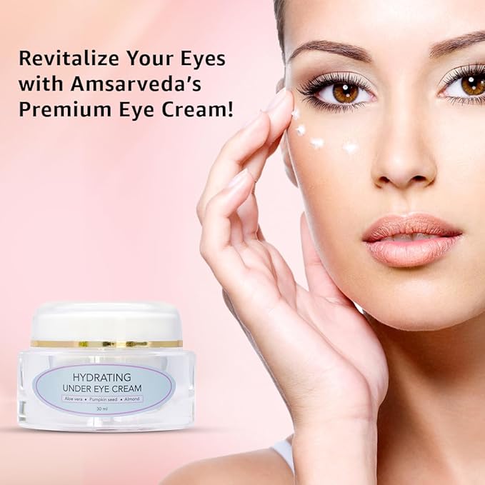 Amsarveda Hydrating Under Eye Cream - Enriched with Beneficial Ingredients from Aloe Vera, Pumpkin Seed & Almond Oil, Reduces Fine Lines & Boosts Hydration - 15ml (0.5 oz)