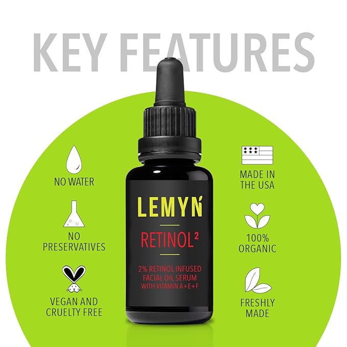 Retinol2 Facial Oil Serum with 2% Advanced Gentle Retinol, Vitamin A+E+F – Freshly Made Anti-Aging, Hydrating, and Firming Formula | 30ml
