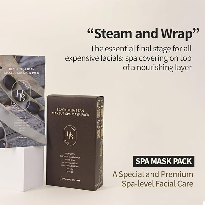 Black Yuja Bean Makeup Spa Mask Pack 10ea - 0.8 Fl. Oz of Ampoule Per Sheet, Nourishing, Sensitive Skin, Korean Skincare, Aesthetic, Moisturizing, Vegan, Hypoallergenic, Mother's Day Gift