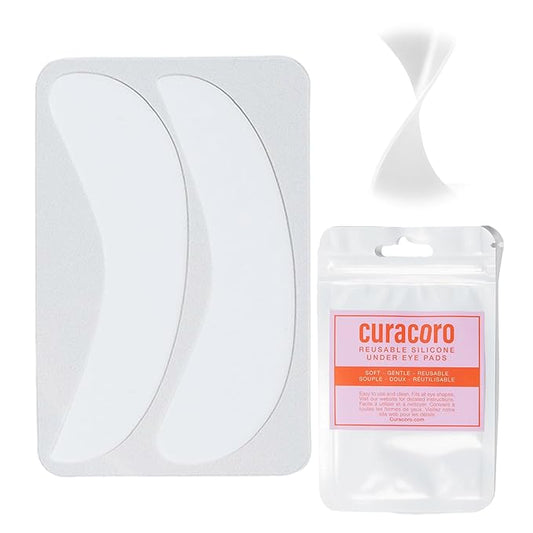 Curacoro Reusable Eye Pads, Silicone Under Eye Patches Lash Lift Cover Eyelash Extension | Soft Pads for Sensitive Skin during Eyelash Perm Lamination & Lash Extensions Remover (White, Style 1)