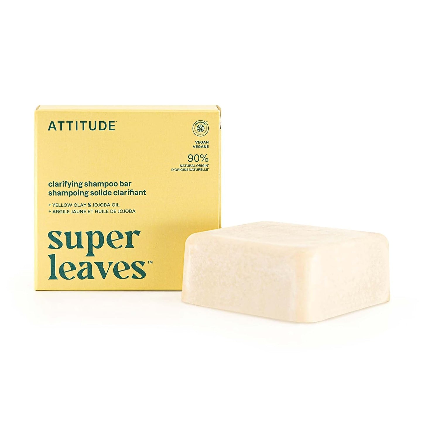ATTITUDE Clarifying Shampoo Bar, Natural Origin, for Greasy and Oily Hair, Jojoba Oil & Yellow Clay, EWG Verified & Clean ingredients, Vegan, Earl Grey & Fresh Cucumber, 4 Oz
