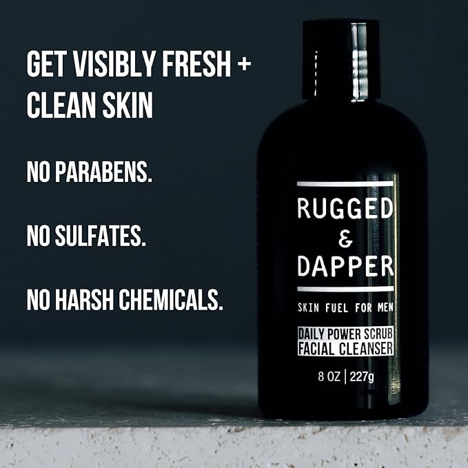 RUGGED & DAPPER - Daily Mens Face Wash + Scrub - 5 Month Supply - Deep Exfoliating Cleanser - Prevents Breakouts - Acne Face Wash Men's - USA Made with Natural Ingredients