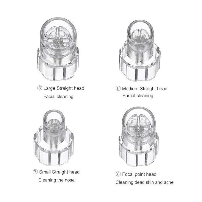 Elitzia Plastic Hydro Dermabrasion Microderma Heads Hydro Facial Aqua Peel Tips Water Peeling Caps Facial Care Skin Cleaning Tool Beauty Machine Replacement Spare Parts 8pcs Per Set（Transparent）