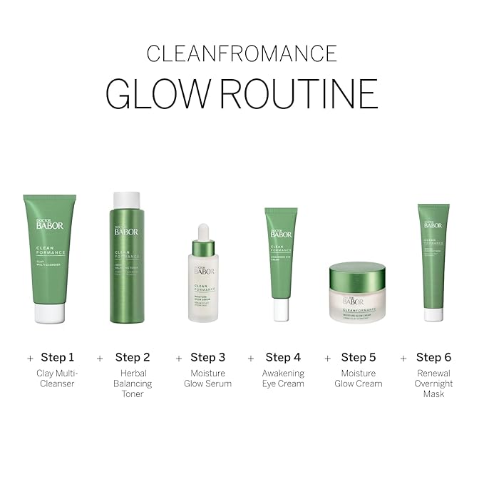 BABOR CLEANFORMANCE Moisture Glow Cream, Lightweight Daily Moisturizer with Light-Reflecting Pigments, Instant Glow and Hydration, Prebiotics & Probiotics Facial Cream, Radiant Even Complexion, 1.7 oz