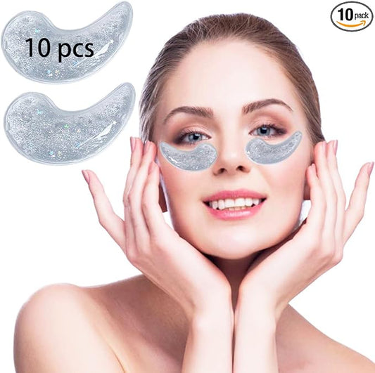 Reusable Gel Eye Ice Pack, Cooling Eye Pad, Hot ＆ Cold Treatment for Eye Strain, Eye Swelling, Eye Redness, Puffy Eyes, Dark Circles, Smooth Fine Lines, and Eye Recover Surgery. (Clear ＆ 10PCS)