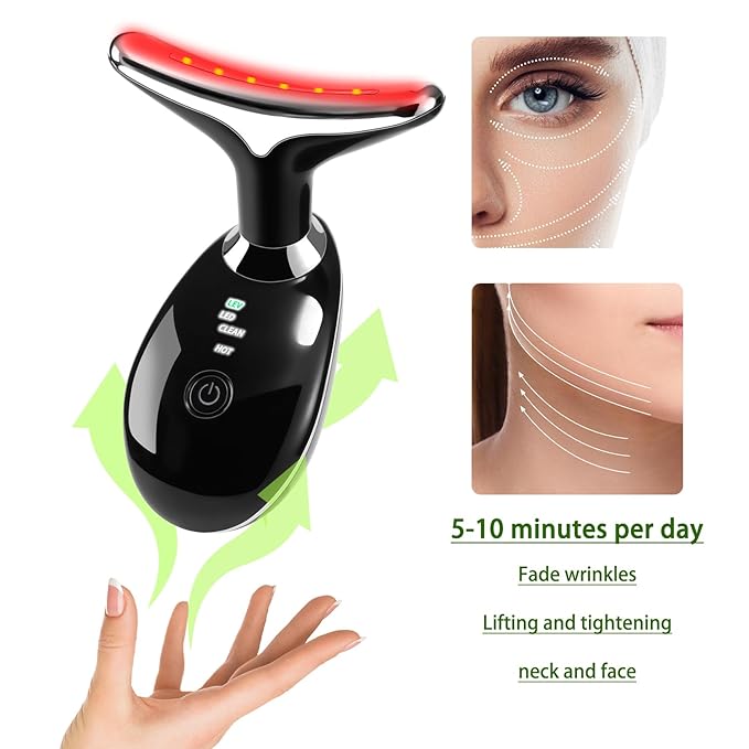 JURP 7-in-1 Red-Light-Therapy-for-Face and Neck, Face Neck Massager for Daily Skin Care Routine, Skin Care Tool