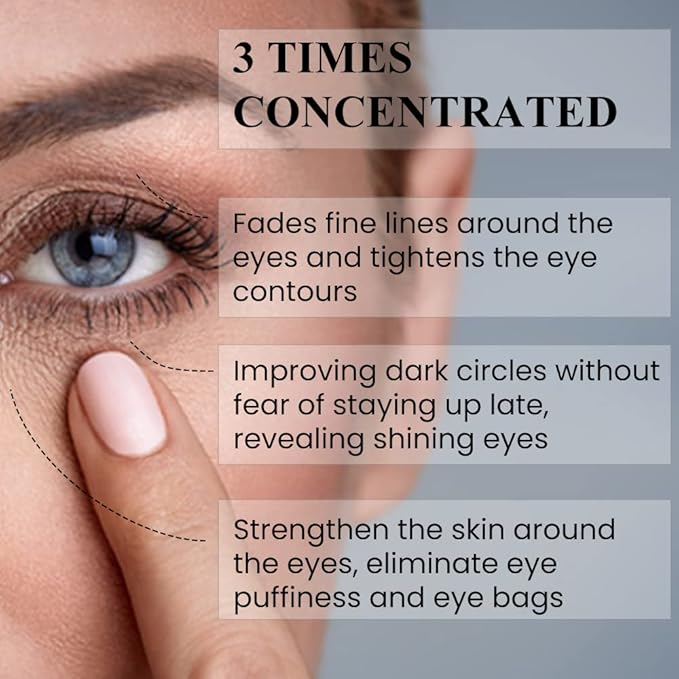 Anti Wrinkle Eye Cream for Dark Circles & Puffiness with Peptides and Niacinamide that Reduces Eye Bags, Crow's Feet, Fine Lines & Sagginess - Natural Under Eye Cream for Wrinkles - Eye Serum 15ML
