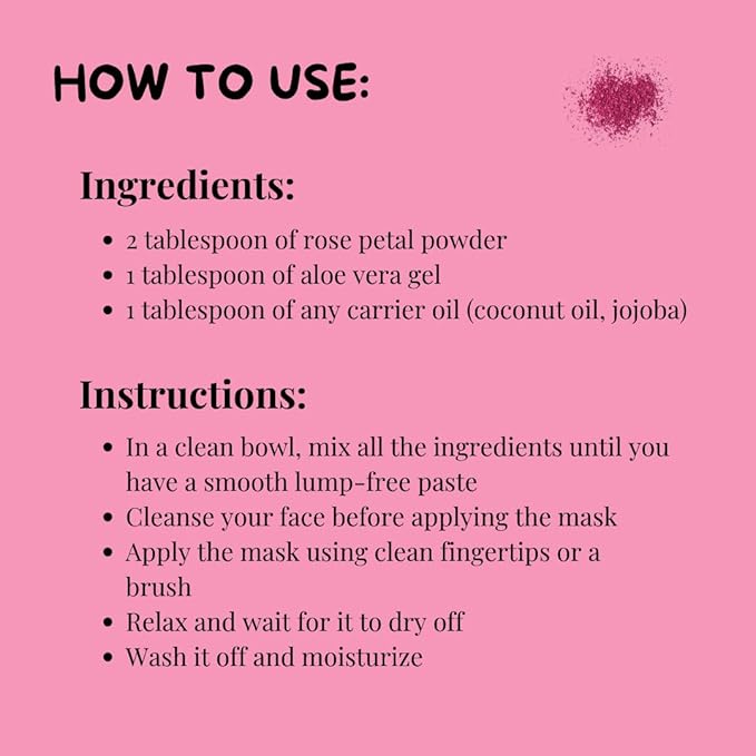 Rose Petal Powder by meesha | for Radiant Skin and Lustrous Hair | Cleansing, Hydrating, Skin Toning Powder | DIY face Masks, Bath Salts, Bath Bombs, Body Scrubs | 100% Natural Skincare and haircare