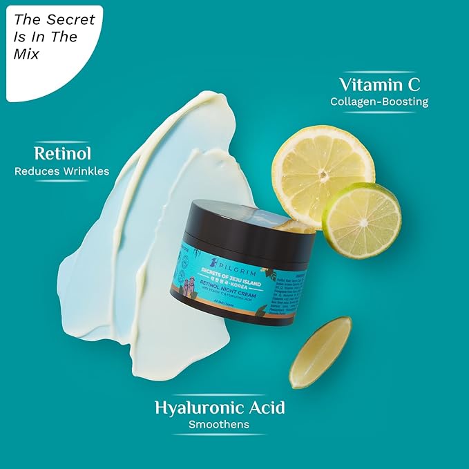 Korean Retinol Anti Aging Night Cream with Hyaluronic Acid & Vitamin C | wrinkle-free & radiant skin| Anti aging cream for oily & dry skin| For Men & Women|Korean Skin Care| 1.76 Oz (50gm)