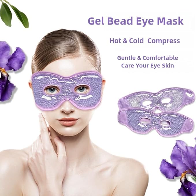 2 PCS Gel Mask,Reusable,Face & Eye Mask with Hole,Dark Circles,Dry Eyes,DeepSleep,Headaches,Puffiness,Stress,migraines,Eye Bags.Allergies,Sinus discomfort,migraines (01-Blue)