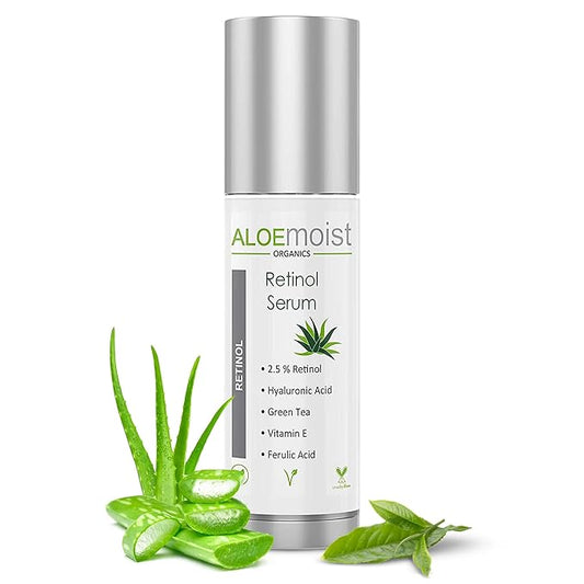 2.5% Retinol Serum for Face + Hyaluronic Acid, Aloe Vera, Vitamin E Oil, Jojoba Oil, Vitamin C Serum – Face Toner, Pore Minimizer, Acne Treatment, Reduces Wrinkles Fine Lines, Age Spots .5oz