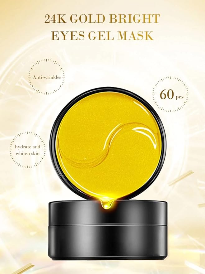 Senana MarinaUnder Eye Masks, Eye Lines And Moisturizing Eye Patches, Moisturizing, Nourishing, Improving Eye Bags, Dark Eye Circles, Under Eye Gel Pads with Collagen Hyaluronic Acid (60 Pieces) (24K Golden eye Collagen)