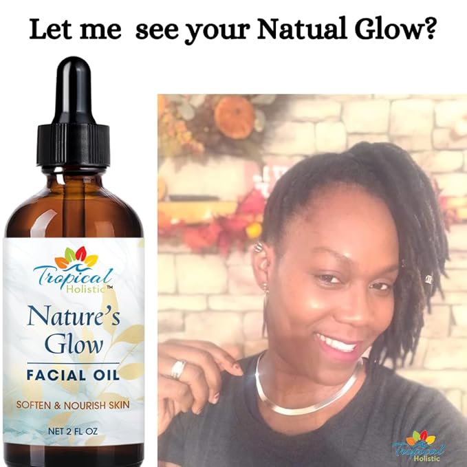 Nature's Glow Facial Oil| Anti-Aging Face Oil| Infused with Green Tea, Jojoba, Vitamin E, Carrot | Lightweight & Non-Greasy| Suitable for All Skin Types, 2 fl oz
