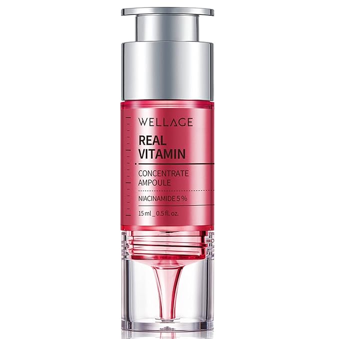 WELLAGE Real Vitamins Concentrate Serum 15ml (0.5 oz.), Intensive Moisturizing Facial Serum, Hydrating Shot Serum for Dull Skin, Refreshing and Lightweight with Niacinamide and Panthenol