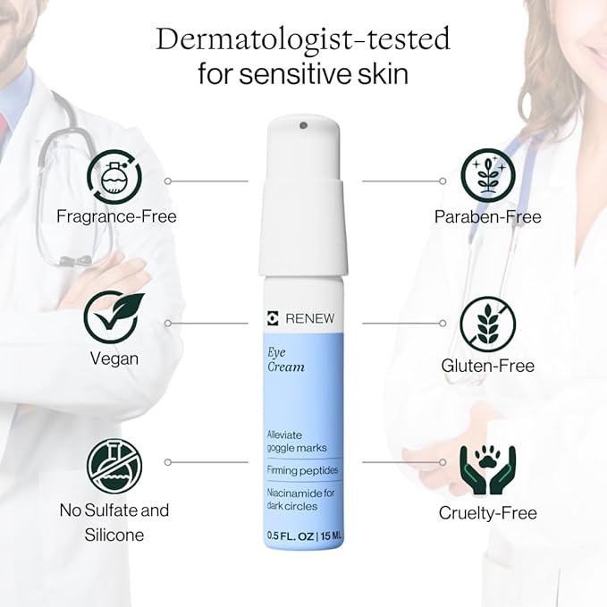 Dermasport Eye Cream for Swimmers Moisturizer for Men & Women Fights Anti-Aging Wrinkles Dark Circles Under Eye Treatment Puffiness & Under Eye Bags Travel Size Eye Cream