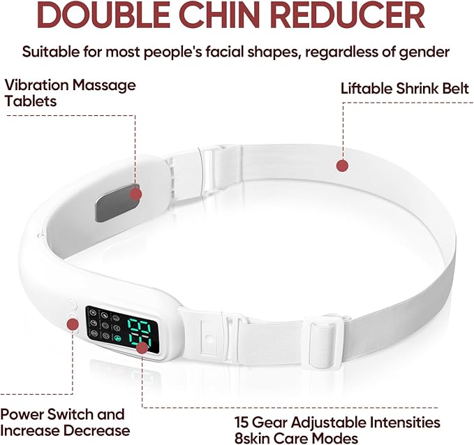 Intelligent Electric Double Chin and V-Shaped Face Machine with 8 Modes & 15 Adjustable Intensities - Women's V-Face Device