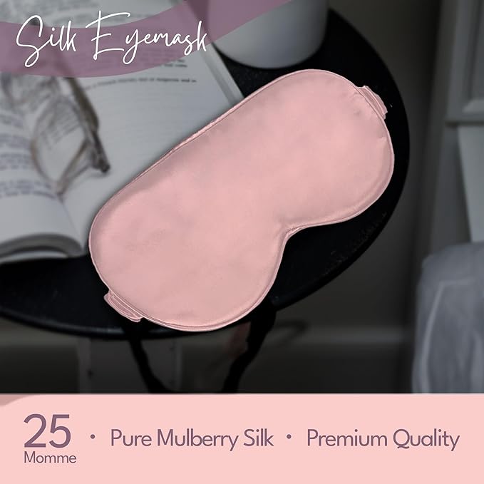 CELESTIAL SILK 100% Silk Sleep Mask for Women with Silk Covered Elastic Strap, Mask for Sleeping (One Size, Vintage Pink)