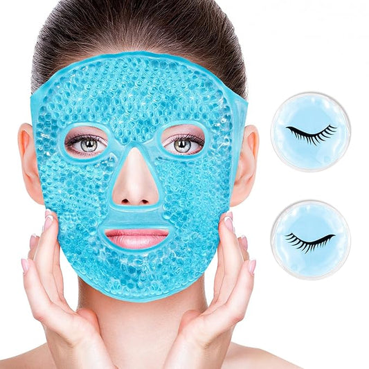 Cold Face Eye Masks Ice Face Mask Hot Cold Compress For Dark Circles, Puffiness, Migraines, Headache, Stress, Redness, Cooling Face Masks For Women Man, Skin Care