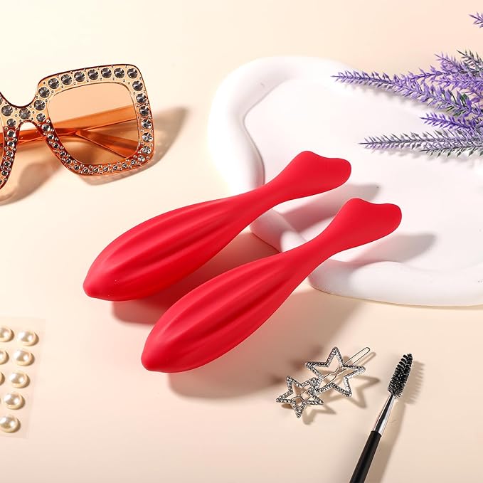 2pcs Facial Massage Roller, Silicone Face Massage Stick Modelling Body & Face Curves Rose Red Facial Massage Tool Face Roller Skin Care for Women Body Relax