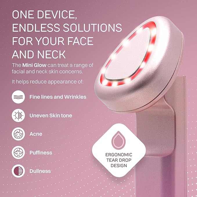 Mini Glow PRO 5-in-1 LED Face Wand – Skin Lifting, Tightening & Firming Device, Wrinkle Reducer & Facial Massager