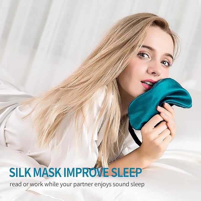 2-Pack 100% Real Natural Silk Eye Mask, Silk Sleeping Mask, Shade Puffy Eye Gift with Adjustable Straps, Sleep Eye Mask, Black and Dark Grey