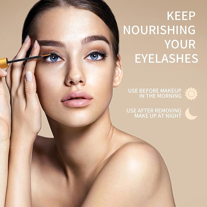 Premium Eyelash Growth Serum, Lash Growth Serum 5ML, Eyebrow Growth Serum with Peptides, Irritation-Free Eyelash Serum to Grow Lashes, Lash Boost for Fuller, Longer, Thicker, and Stronger Lashes, Gold