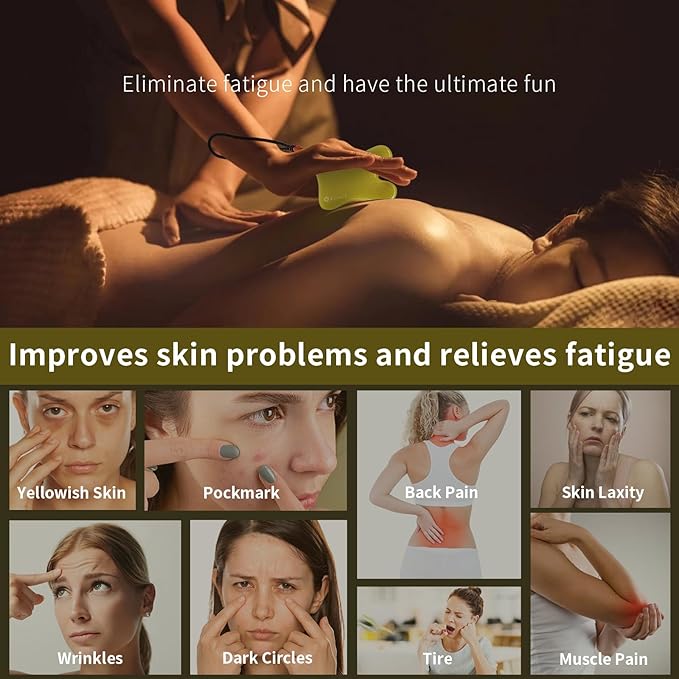 Gua Sha Facial Tool Set, Green Jade Stone Face Massager for Sculpting, Anti-Aging Skin Care Tools with Amethyst Facial Roller for Lymphatic Drainage, Beauty Gift for Women