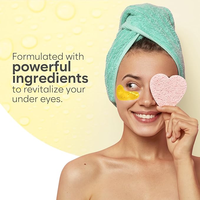 Daytime Under Eye Patches for Puffy Eyes and Dark Circles, Gel Eye Masks with Caffeine, Collagen & Vitamin C, Deeply Moisturizing, Bachelorette Party Favors, Anti Wrinkle Patches (30 Pairs)